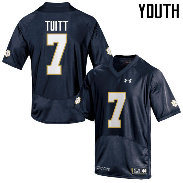 Youth #7 Stephon Tuitt Notre Dame Fighting Irish College Football Jerseys-Navy Blue - Click Image to Close